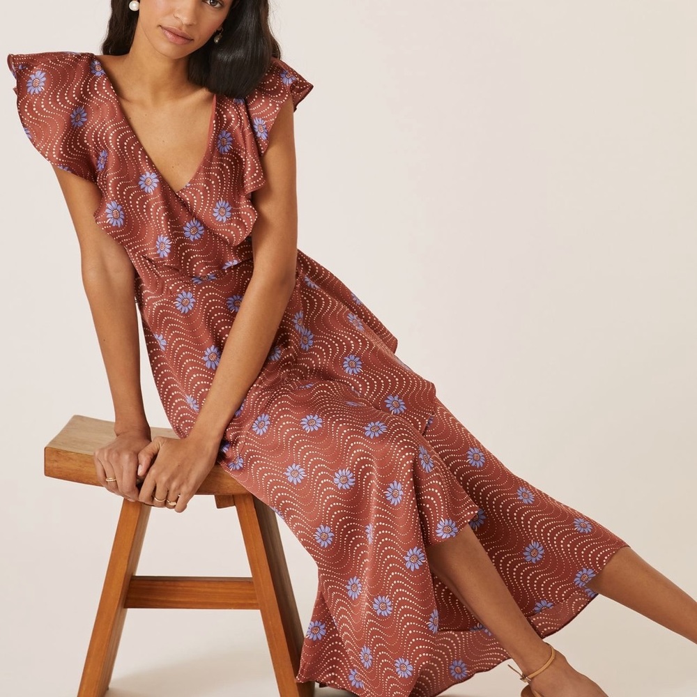 Silky beautiful wrap dress by Anthropologie